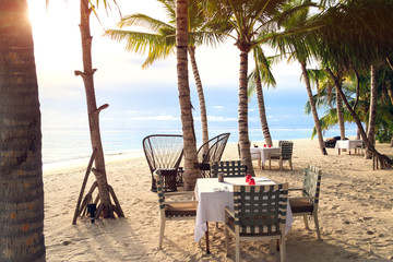 Outdoor restaurant on the beach