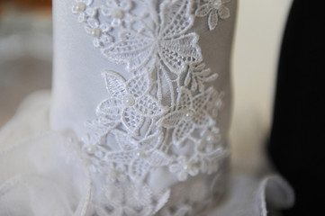 White wedding lace closeup