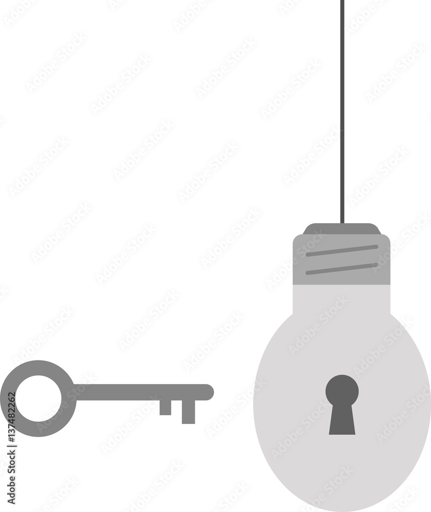 Poster light bulb with keyhole and key