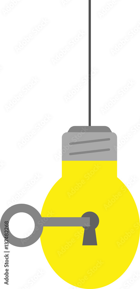 Poster light bulb with keyhole and key
