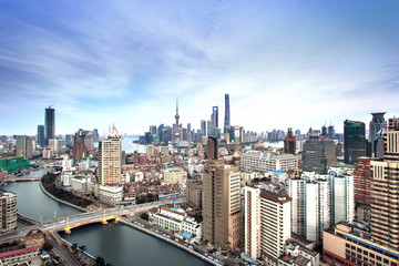 Obraz premium Aerial view of Shanghai skyline