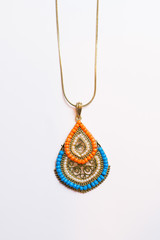 plastic blue gold necklace