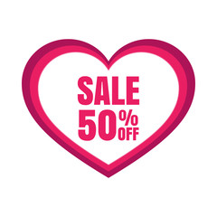 Big Sale for valentine's day,  special offer. Vector illustration on a white background.