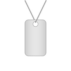 Fototapeta premium Blank metal tags hanging on a chain. Military dog tag. Isolated on white background. Vector illustration.