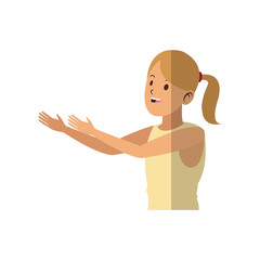 happy woman cartoon icon over white background. colorful design. vector illustration