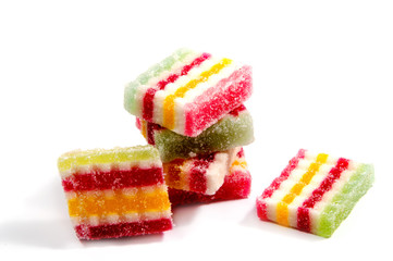 Jelly candies on white background. Gummy candy on a white background.