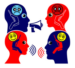 Communication Training. Two people learn to respecting each other instead of shouting at one other
