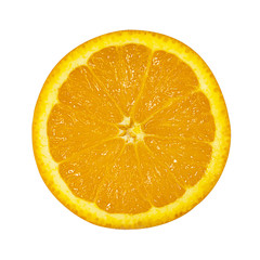 Orange with half slided isolated on white background