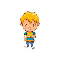 Impatient kid looking at watch