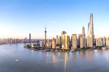Papier Peint photo Shanghai Aerial View of Lujiazui Financial District in Shanghai,China