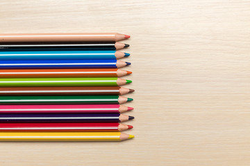 School supplies on wooden background