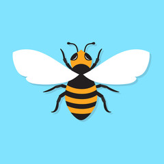 Bee icon, vector flat illustration.