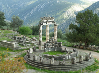 Sanctuary of Athena Pronaia on the Picturesque Mountainside of Delphi, Greece