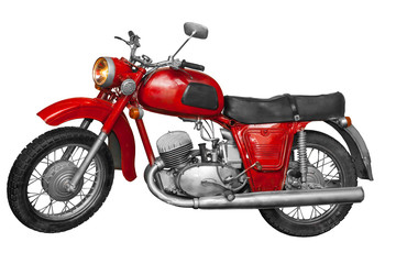 Red motorbike isolated on white background
