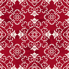 Seamless Vintage Red Chinese Background Curve Cross Vine Flower