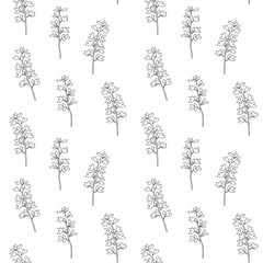 Vector seamless pattern with stylized flowers of lupine or hyacinth  flowers .