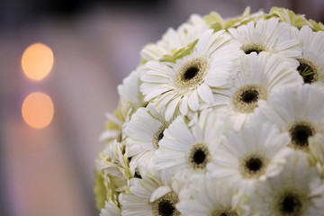 Fototapeta na wymiar Bellissimo colorato bouquet da sposa fatto margherite 