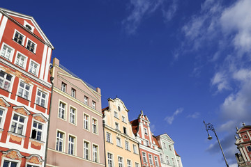 Historische Patrizierhäuser in der Altstadt von Breslau, Polen