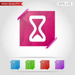 Sand timer icon. Button with hourglass icon. Modern UI vector.