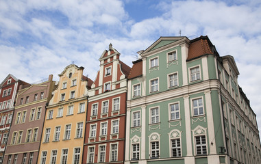 Fototapeta na wymiar farbenfrohe Bürgerhäuser in Breslau