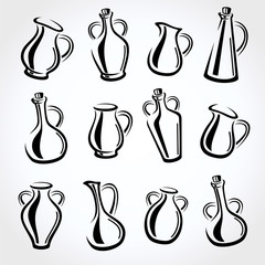 Jugs set. Vector