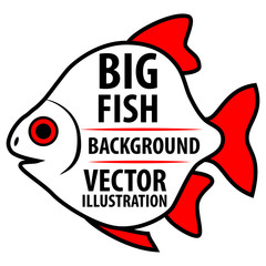 Big fish background for text. Fish frame. Vector illustration.