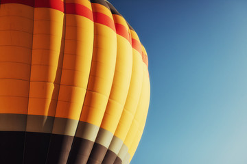 color hot air balloon with close up view against