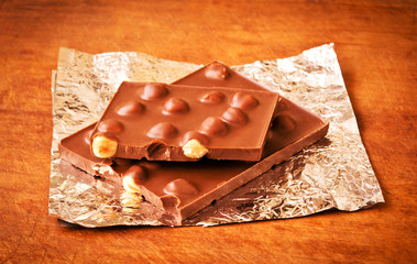 Chocolate bar with hazelnuts