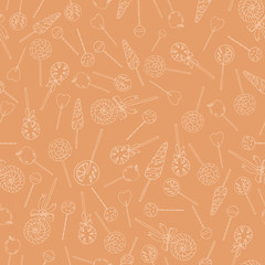 Sweet hand drawn lollipops seamless vector pattern
