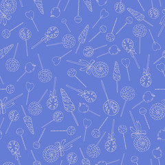 Sweet hand drawn lollipops seamless vector pattern