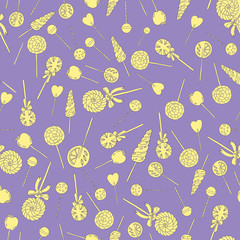 Sweet hand drawn lollipops seamless vector pattern