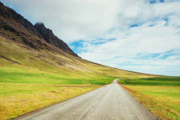 road in mountains. Beauty world Iceland