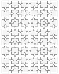 Vector illustration of separate parts of white puzzle