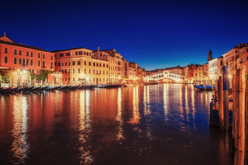 City landscape. Rialto Bridge in Venice, Italy