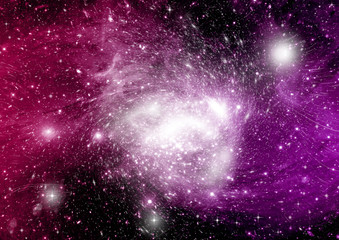 Stars, dust and gas nebula in a far galaxy