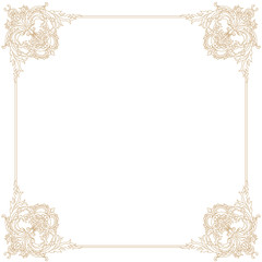 Golden vintage border frame engraving with retro ornament pattern in antique baroque style decorative design. Vector.