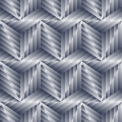 Abstract seamless pattern of silver metal shapes.