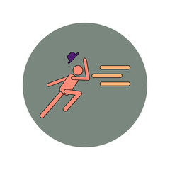 Vector illustration in flat design of man running in storm