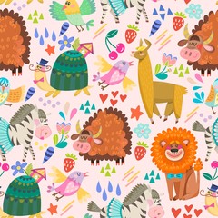 Amazing adorable pattern of safari animals.