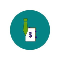 Vector illustration in flat design of tie and dollar sign