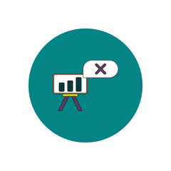 Vector illustration in flat design of column chart on board with x mark