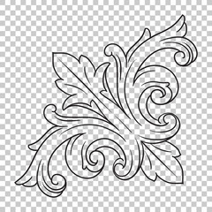 Corner baroque ornament decoration element.