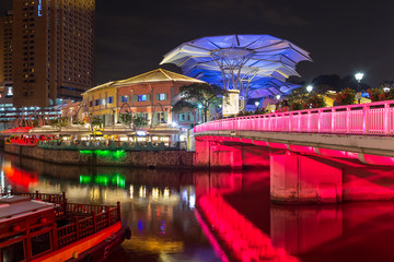 Singapore - December 3, 2016 : Clarke Quay is a historical riverside quay. Now, famous for dinner...