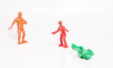 Plastic toy cowboys