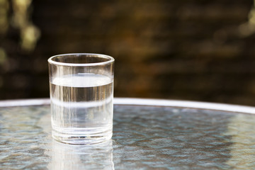 Drinking water on the table