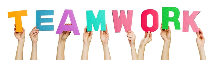 Hände halten Buchstaben - TEAMWORK