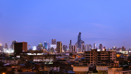 Bangkok cityscape at twilight panorama