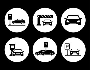 parking round icons set