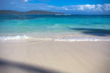Fototapeta na wymiar Fantastic beach in Dominican Republic - crystal sea, blue sky, white sand