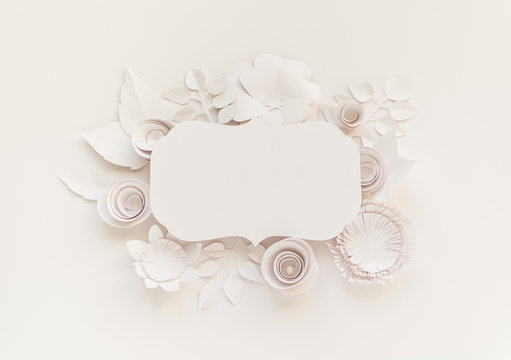 vintage frame with paper flowers